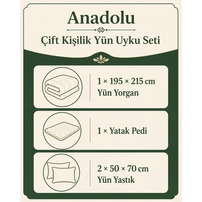 Anadolu Çift Kişilik Yün Uyku Seti
