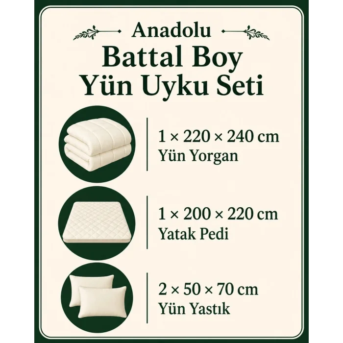Anadolu Battal Boy Yün Uyku Seti
