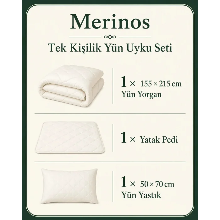 Merinos Tek Kişilik Yün Uyku Seti