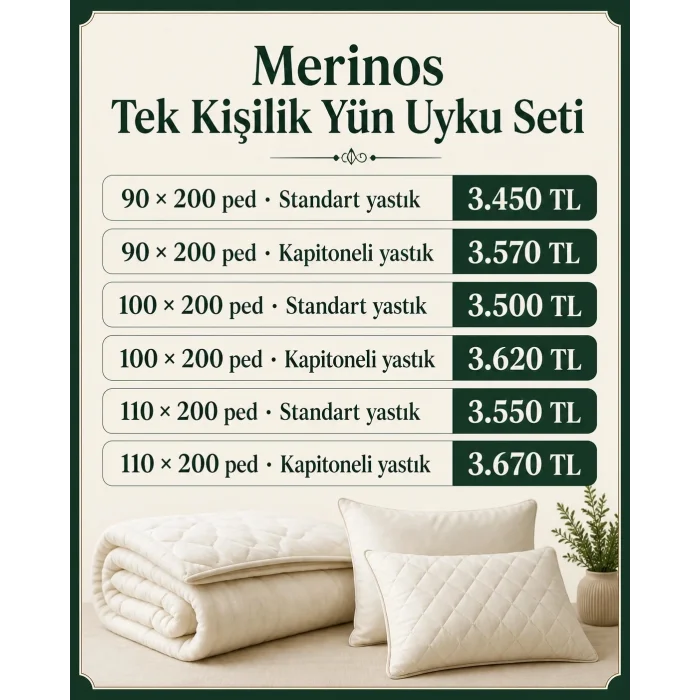 Merinos Tek Kişilik Yün Uyku Seti
