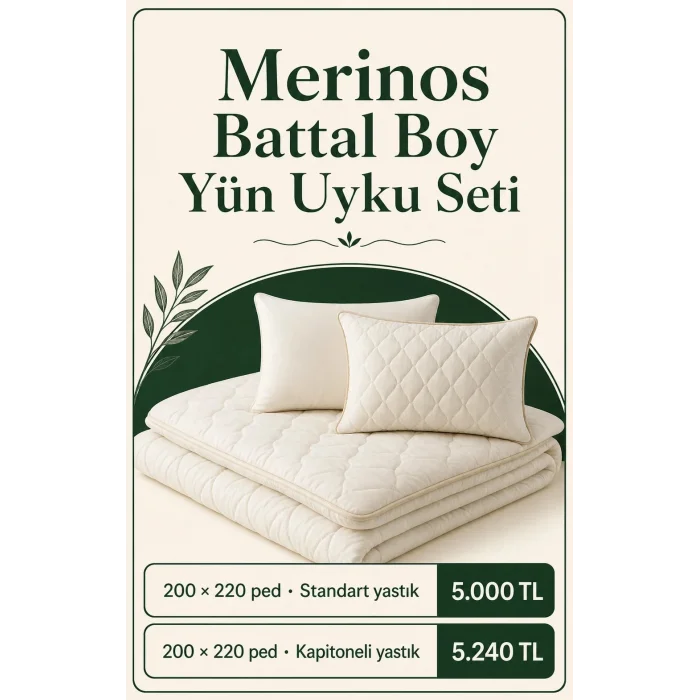 Merinos Battal Boy Yün Uyku Seti