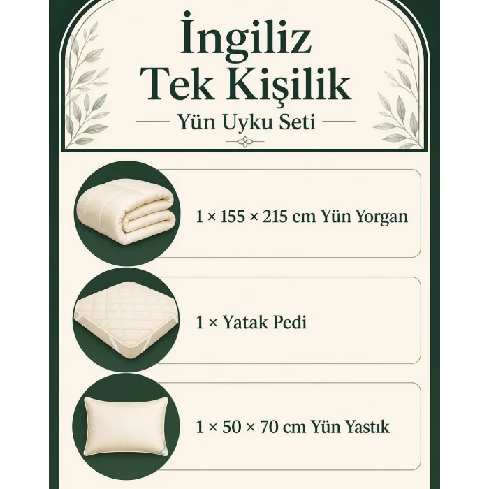 İngiliz Tek Kişilik Yün Uyku Seti