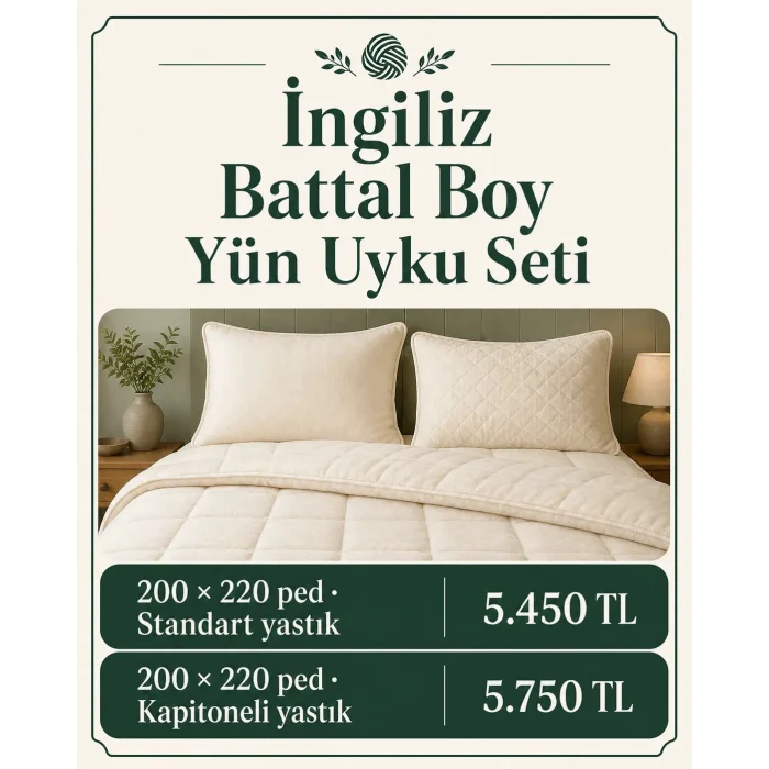 İngiliz Battal Boy Yün Uyku Seti
