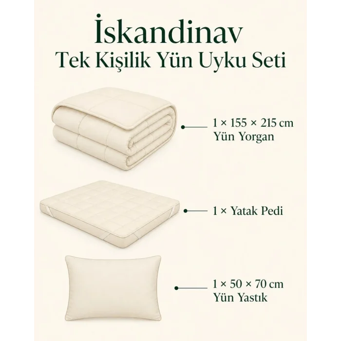 İskandinav Tek Kişilik Yün Uyku Seti