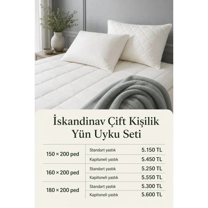 İskandinav Çift Kişilik Yün Uyku Seti