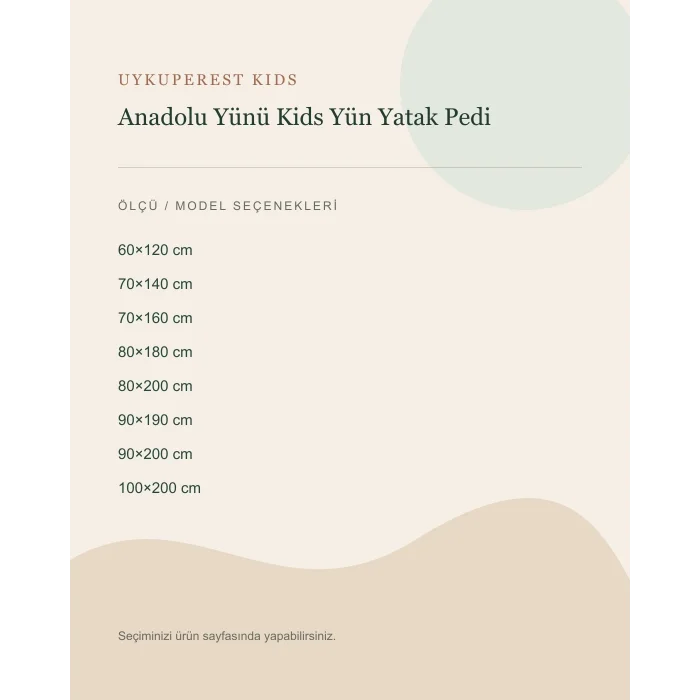 Anadolu Yünü Kids Yün Yatak Pedi