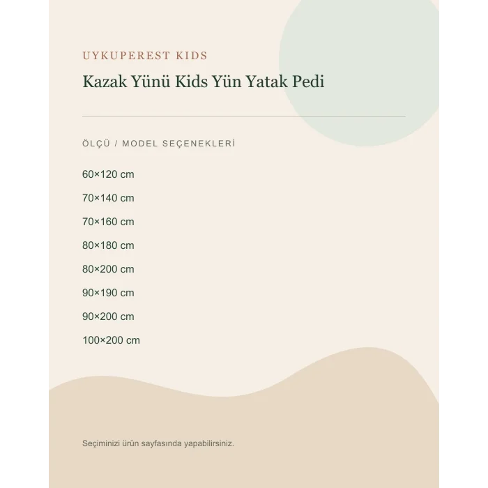 Kazak Yünü Kids Yün Yatak Pedi