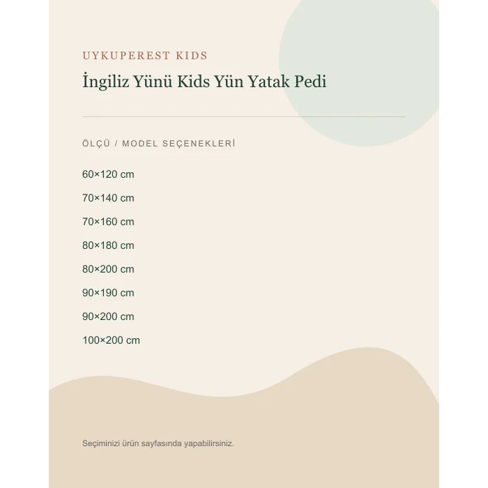 İngiliz Yünü Kids Yün Yatak Pedi