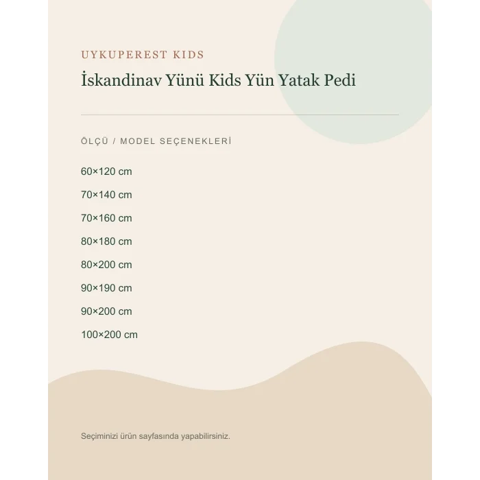 İskandinav Yünü Kids Yün Yatak Pedi