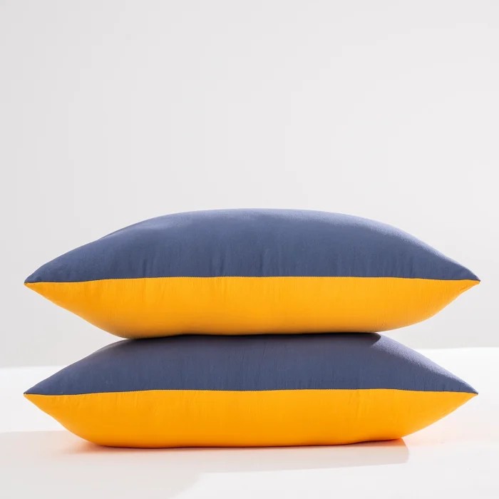 Lacivert & Sarı Double Face Mikrojel Yastık
