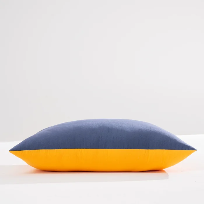 Lacivert & Sarı Double Face Mikrojel Yastık