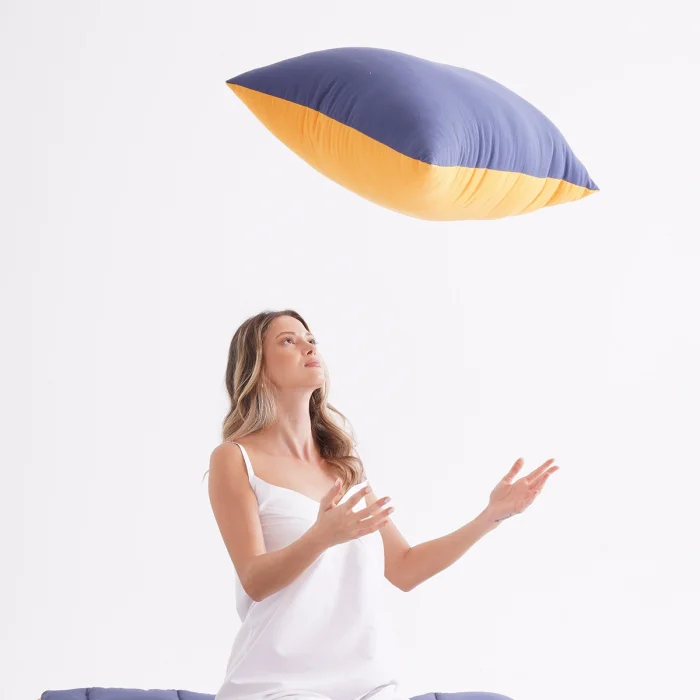 Lacivert & Sarı Double Face Mikrojel Yastık