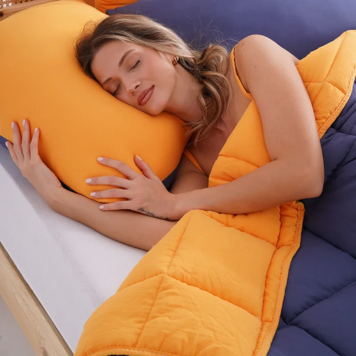 Soft Comfort Yorgan Hardal & Lacivert