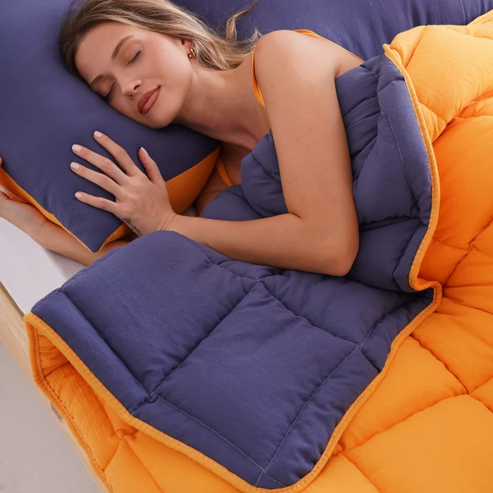 Soft Comfort Yorgan Hardal & Lacivert