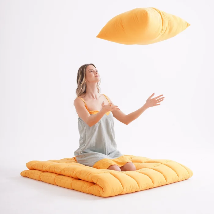 Soft Comfort Yorgan ve Yastık Uyku Seti Hardal