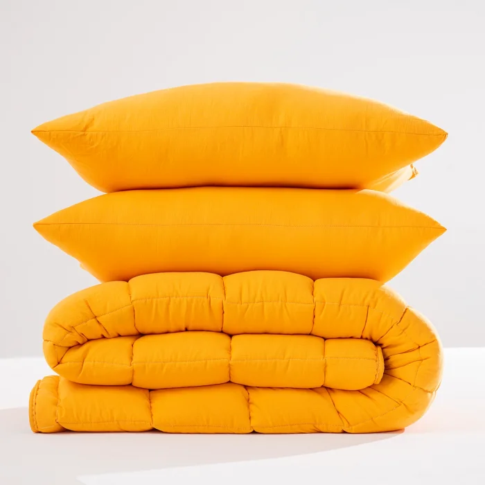 Soft Comfort Yorgan ve Yastık Uyku Seti Hardal