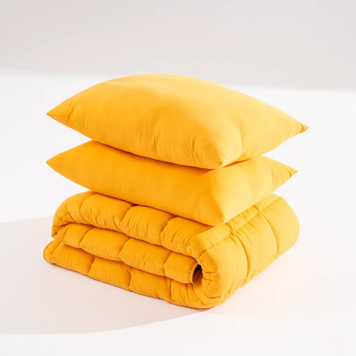 Soft Comfort Yorgan ve Yastık Uyku Seti Hardal