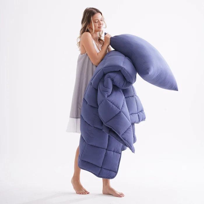 Soft Comfort Yorgan ve Yastık Uyku Seti Lacivert