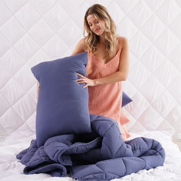 Soft Comfort Yorgan ve Yastık Uyku Seti Lacivert