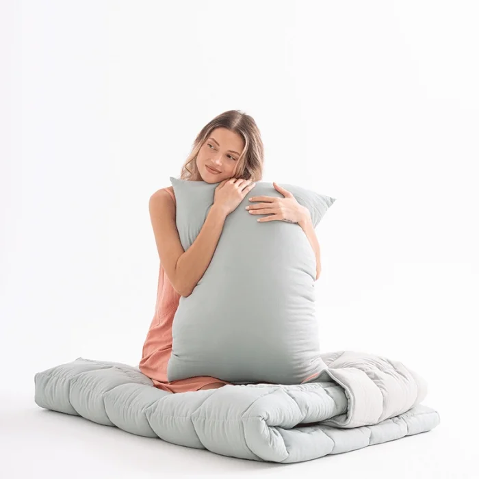 Soft Comfort Yorgan ve Yastık Uyku Seti Toz Mavi