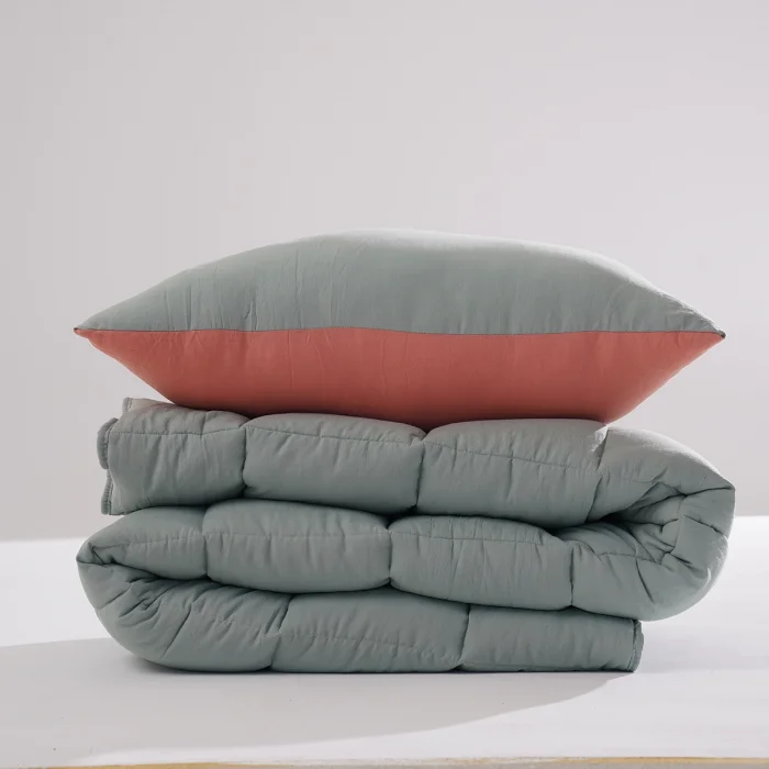 Soft Comfort Yorgan ve Yastık Uyku Seti Toz Mavi & Pembe