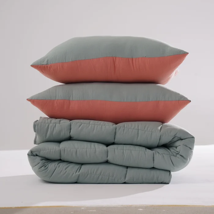 Soft Comfort Yorgan ve Yastık Uyku Seti Toz Mavi & Pembe