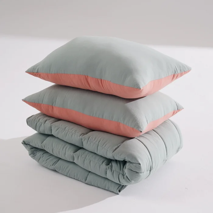 Soft Comfort Yorgan ve Yastık Uyku Seti Toz Mavi & Pembe