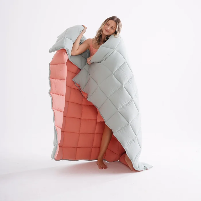 Soft Comfort Yorgan ve Yastık Uyku Seti Toz Mavi & Pembe