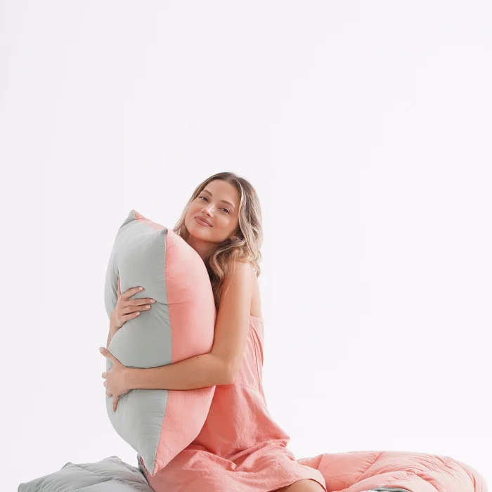 Toz Mavi & Pembe Double Face Mikrojel Yastık