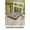 Pofidık Gri Sandalye Minderi – Bağcıklı, Slikon Dolgulu, Yıkanabilir