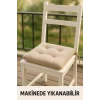 Pofidık Bej Sandalye Minderi – Bağcıklı, Slikon Dolgulu, Yıkanabilir