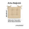 Pofidık Bej Sandalye Minderi – Bağcıklı, Slikon Dolgulu, Yıkanabilir