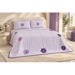 Lila Modern Bahçe / Kapitone Pike · Çift kişilik · 200 × 220 cm
