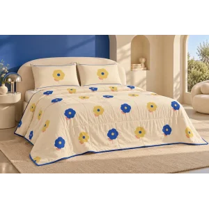 Kobalt Modern Bahçe / Kapitone Pike · Çift kişilik · 200 × 220 cm