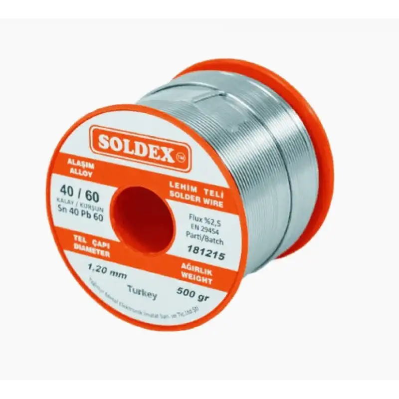 1.20 mm 500 gr SOLDEX Sn 60 Kalay Pb 40 Kurşun Lehim Teli