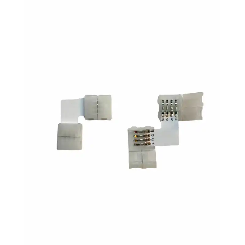 10 mm RGB Şerit L Birleştirme Aparatı Lehimsiz 4 Pin 10 Adet