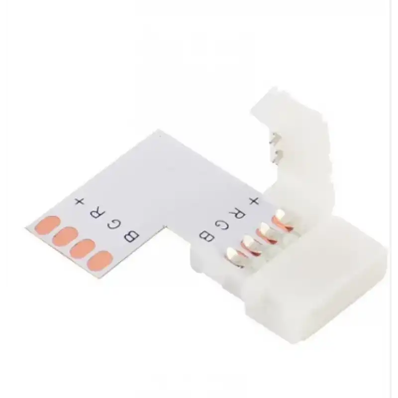 10 mm RGB Şerit L Birleştirme Aparatı Lehimsiz 4 Pin 10 Adet