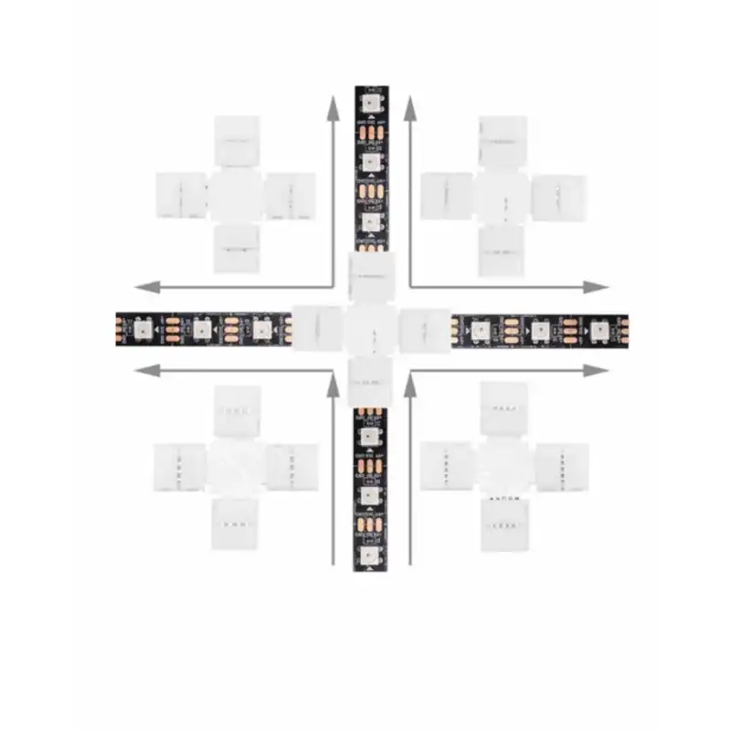 8 mm RGB Şerit X Birleştirme Aparatı Lehimsiz 4 Pin 10 Adet