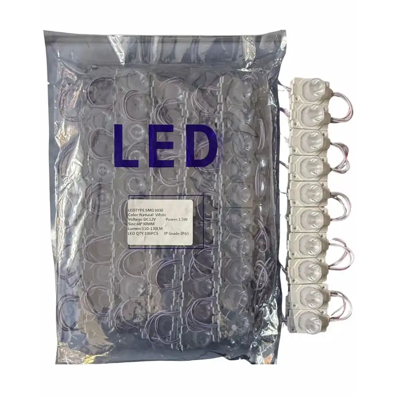 100 Adet 12 Volt 1.5 Watt Tek Lensli 6500K Beyaz 3030 Led Modül IP65 1 Paket