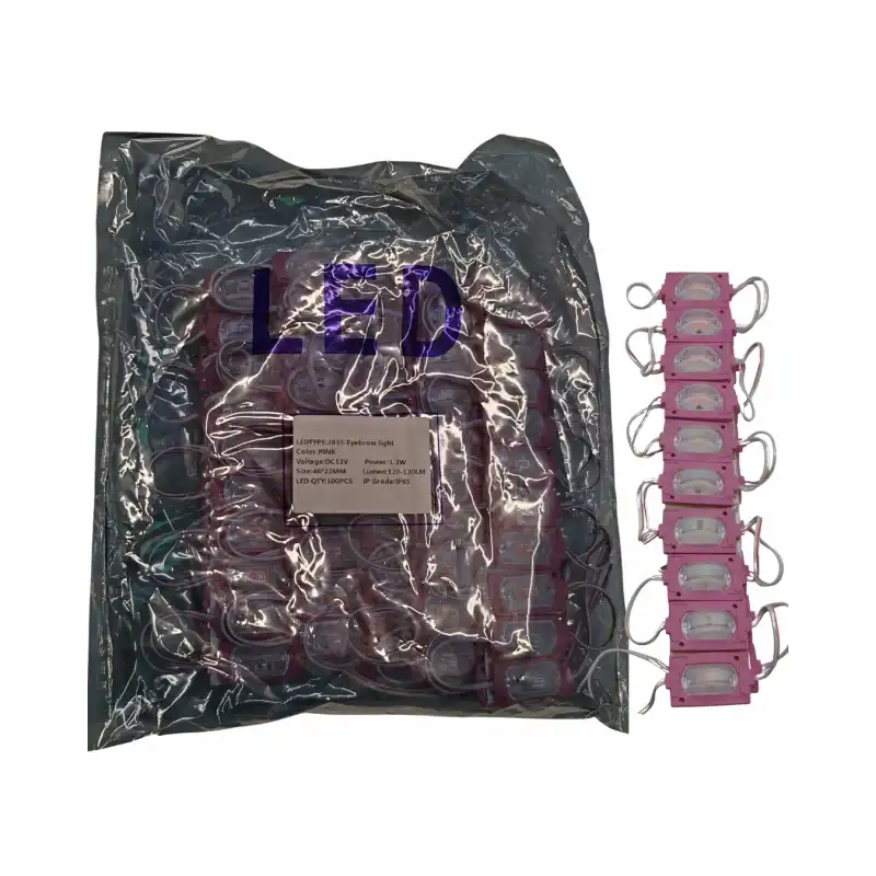 100 Adet 12 Volt 1.2 Watt Dar Açılı Tek Lensli Pembe Led Modül IP65 1 Paket