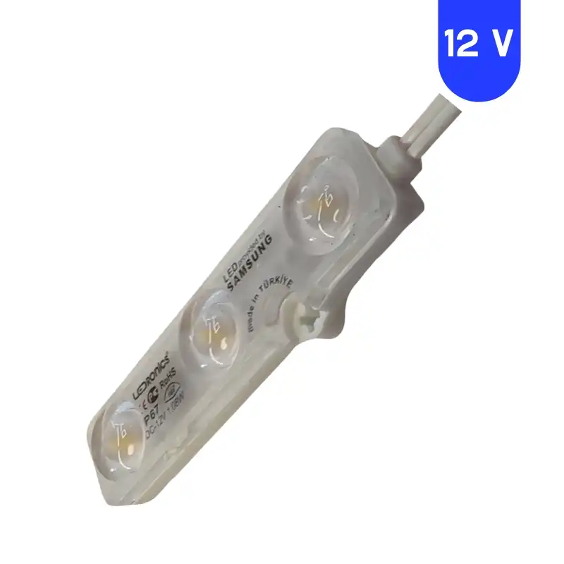 12 Volt Samsung 1.08 Watt 3 Lensli Naturel Beyaz 4000K 2835 SMD Led Modül IP65 10 Adet Modül