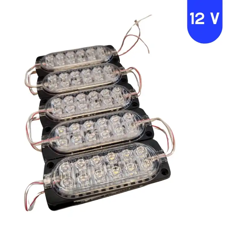 12 Volt 2.4 Watt 12 SMD Ledli Animasyonlu Kırmızı - Mavi Çakar Modül 5 Adet