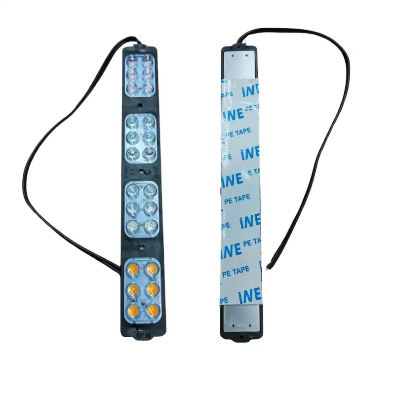 12 Volt 24 Watt 24 Ledli 203x26 mm 4 Renk Animasyonlu Kırmızı - Mavi-Amber-Beyaz Çakar Modül 5 Adet