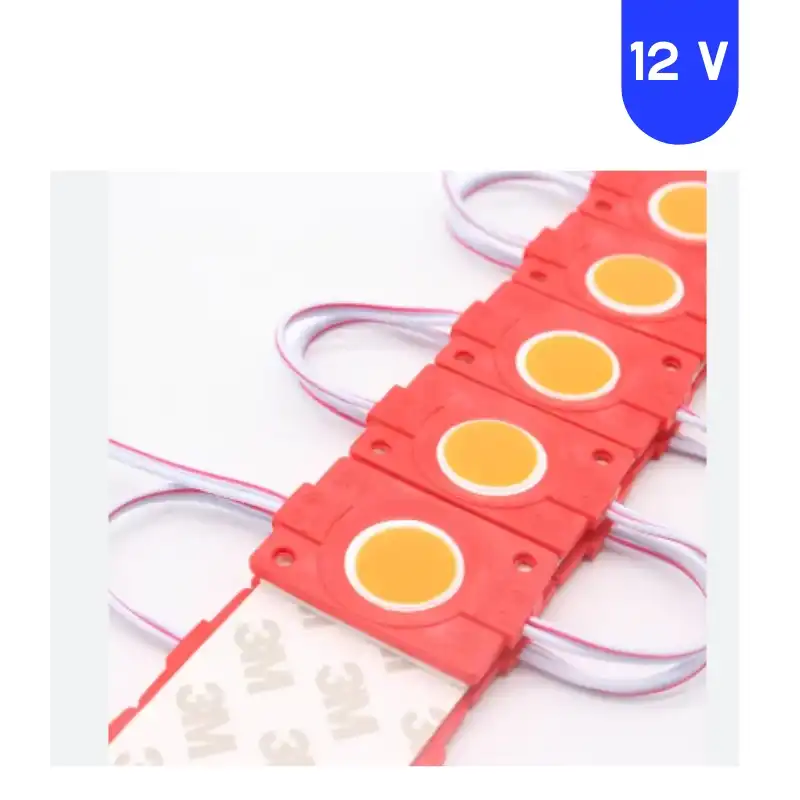 12 Volt 2.4 Watt Kare Kırmızı Cob Led Modül IP65 10 Adet Modül
