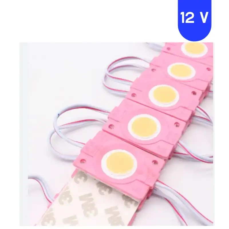 12 Volt 2.4 Watt Kare Pembe Cob Led Modül IP65 10 Adet Modül