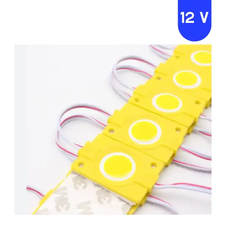 12 Volt 2.4 Watt Kare Sarı - Amber Cob Led Modül IP65 10 Adet Modül