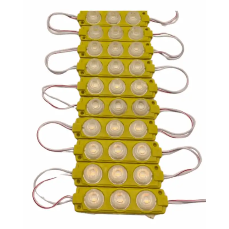 12 Volt 3 Watt 3 Lensli Sarı - Amber 3030 SMD Led Modül IP65 10 Adet Modül