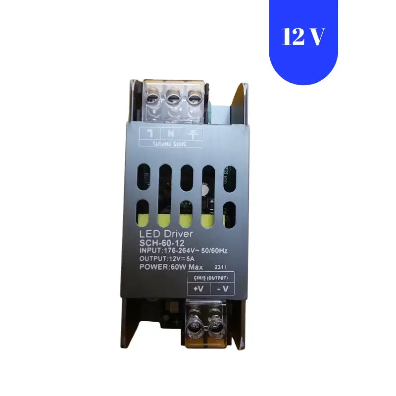 12 Volt 5 Amper Ultra İnce Slim Metal Kasa Trafo