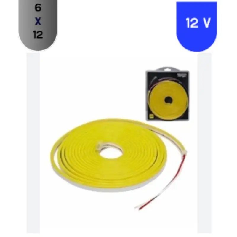 12 Volt 6x12 mm Esnek Neon Led Sarı Amber 5 metre