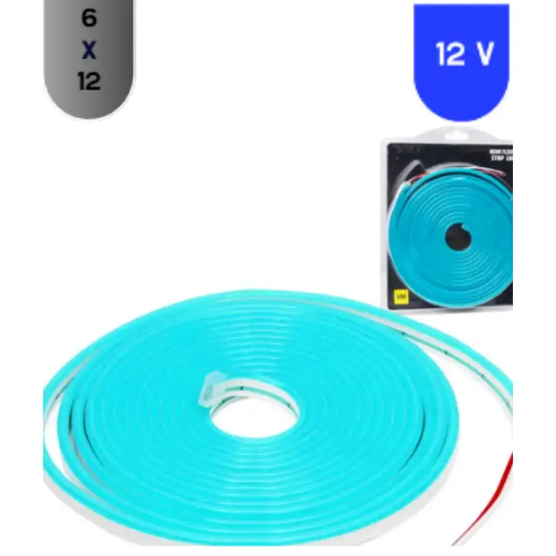 12 Volt 6x12 mm Esnek Neon Led Turkuaz 5 metre